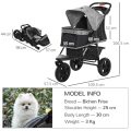 Pikkukuva 3 / 11: Rootz Dog Buggy - Cat Buggy - Koiravaunu - Lemmikkirattaat 3 pyörällä - Taitettava - Säädettävä kuomu - Oxford - Harmaa/Musta - 109,5 x 57,5 x 106,5 c