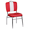 Pikkukuva 2 / 7: Rootz Retro Vintage American Diner -tuoli - Kontrastiset saumat - Mukava pehmuste - Tyylikkäät kaarevat jalat - 90 cm x 47 cm x 45 cm - Punainen/Valko