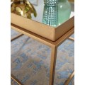 Miniatyrbillede 4 af 7: Rootz sofabord glas metal 60x60x41 cm sofabord guld spejlet - Design stuebord Firkantet - Lille sofabord Moderne spejlglas - Sidebord sidebord stue
