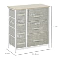 Miniatyrbillede 6 af 6: Rootz kommode - Skænk - 7 skuffer - Moderne design - Spånplade - Ikke-vævet stof - Lysegrå - 63,5 cm x 30 cm x 71 cm