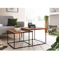 Miniatyrbillede 5 af 7: Rootz stuebord sæt af 2 akacie massivt træ - metal sidebord kantet - Design sofabord med metal ben Sofabord - 2-delt dækkeserviet indskudsbord