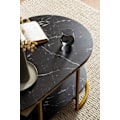 Miniatyrbillede 5 af 7: Moderne rektangulært sofabord - Sort og guld - Marmorlook - Afrundede hjørner - 100 cm x 60 cm x 45 cm - Opbevaringsområde - Robust metalstel - Elegan