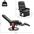 Miniatyrbild 3 av 11: Rootz Relax stol - Solstol - Konstläder - Fotstöd - Vridbar - Tiltbar - Trä - 78 x 87 x 100 cm - Svart - Brun