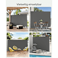 Miniatyrbillede 7 af 7: Rootz Sidefortelt - Udendørsskærm - Solskærm - 200x300cm - Antracitfarve - Holdbart stål - UV-resistent - 8,9 kg - 220g/m² polyester