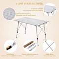 Miniatyrbild 4 av 8: Rootz campingbord i aluminium - Bärbart fällbart bord - Justerbart utomhusbord - Robust, väderbeständig, lätt - 68,5 cm x 59-78,5 cm x 120 cm