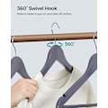 Pikkukuva 6 / 8: Rootz 20 Pack Harmaa-hopea vaateripustimet - Vaahterapuiset ripustimet - Metalliset koukkuripustimet - Kevyt - Tilaa säästävä - Kestävä - 44,5 cm x 23
