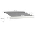 Miniatyrbild 3 av 5: Rootz Markis - El - Manuellt utdragbar - Väggfästen - Hel kassett - Fjärrkontroll - Aluminiumram - Polyester - ljusgrå - 395L x 300W cm