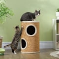 Miniatyrbillede 2 af 6: Rootz Cat Tower Barrel - Multi-Level Cat Activity Center - Ridsestolper - Plys polstrede hjørner - Sisal Udvendig - Brun & Beige - 35 cm x 60 cm