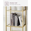 Miniatyrbild 7 av 10: Rootz 5-vånings metallic guld Transparent glashylla - Displayställ - Förvaringsställ - Härdat glas - Stålram - 30,2 cm x 40 cm x 183,5 cm - Lättvikt -
