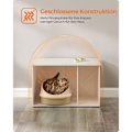 Pikkukuva 4 / 8: Rootz White kissanhiekkalaatikko - Kitty WC - Puulastulevy - MDF - Suuri säilytystila - Helppo koota - 80cm x 53cm x 50cm