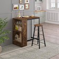 Miniatyrbillede 6 af 8: Rootz Home Barbord med vinhylde - Højt Bistrobord - Køkkenbord - Træmateriale - 91cm x 91cm x 49cm