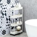 Miniatyrbillede 2 af 8: Rootz Køkkenvogn - Serveringsvogn - Køkkenvogn - Med 4 hylder - 3 fleksible kroge - 4 hjul - Hvid - 40cm x 19cm x 90cm