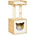 Miniatyrbild 1 av 5: Rootz Cat Nest - Skrapstolpe - Cat Cave - 2 mjuka kuddar Kattträd med säng - Kattskrapstolpe - Natur - 35 x 35 x 81 cm