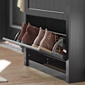 Miniatyrbild 7 av 8: Rootz Skoskåp med 2 flikar - Skokipper - Skobyrå - Robust MDF-konstruktion - Extra förvaringsfack - Väggfäst - 80cm x 110cm x 24cm - Svart