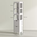 Miniatyrbillede 3 af 10: Rootz Compact Badeværelse Skab - Rumbesparende badeværelseshylde - MDF Smal opbevaring - Maksimer plads - 30x30x141.2cm - Elegant hvid finish