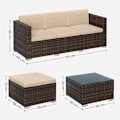 Miniatyrbillede 3 af 7: Rootz Havesofa - Havemøbelsæt - 3 pers. sofa - Havesofa med bord - Udendørs siddesæt - Brun/Taupe