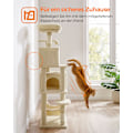Miniatyrbild 9 av 9: Rootz Beige Cat Skrapstolpe - Kattträd - Skrapare - Spånskiva plysch Sisal - Robust konstruktion - Enkel montering - 49cm x 40cm x 155cm