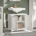 Miniatyrbillede 3 af 8: Rootz White Badeværelsesvask underskab - Opbevaringsskab - Lameldør Design - Skimmelforebyggelse - Luftgennemtrængelig - Dekorativ - 60cm x 58cm x 34c