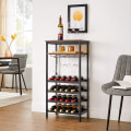 Miniatyrbillede 5 af 6: Rootz vinstativ - Flaskestativ - 20 flasker - Glasholder - 50 x 32 x 100 cm - Industriel - Brun - Sort