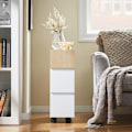 Miniatyrbillede 3 af 9: Rootz Bedside Bord med hjul - natbord - sidebord - kompakt design - 2 skuffer - 20 cm x 61 cm x 50 cm