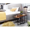 Miniatyrbillede 5 af 7: Rootz redeborde sæt med 3 Sheesham massivt træ - metal sidebord firkantet moderne - Design sofabord 3 dele - Stueborde sparer plads - Træbord redebord