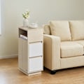 Miniatyrbillede 2 af 5: Rootz Bedside Bord - Smal sidebord - 2 skuffe natbord - Rumbesparende design - 30,1 cm x 25,1 cm x 65,1 cm