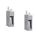 Miniatyrbillede 1 af 8: Rootz Modern Sengebord Sæt med 2 - Sofabord - Sidebord - Lysegrå - med skuffe og åbent rum - Stabil med skridsikre puder - 20 cm x 60 cm x 35 cm