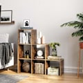 Pikkukuva 3 / 7: Rootz Vintage Brown lastulevykirjahylly - Säilytyshylly - Esittelyteline - Tukeva rakenne - Helppo koota - 29 cm x 97,5 cm x 97,5 cm