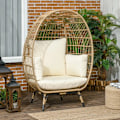 Miniatyrbillede 2 af 5: Rootz Rattan Look kurvestol - Bløde sædehynder - Aluminiumsstel - Khaki + Beige - 105 x 97 x 150 cm
