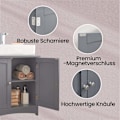Miniatyrbillede 5 af 5: Rootz Sink Cabinet - Vanity Unit - Base Cabinet - Rumbesparende MDF - 30 x 60 x 60 cm - Grå