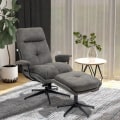 Miniatyrbillede 2 af 5: Rootz Relax Stol med osmannisk - Lænestol med fodskammel - Justerbart ryglæn - Mikrofiber - Mørkegrå - 78L x 91W x 103,5H cm