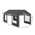 Miniatyrbild 3 av 6: Rootz Carport & Partytält - Höjdjusterbar - 4 fönster & dörrar - Metallram - Galvaniserat stål - Mörkgrå - 3 x 6m