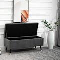 Miniatyrbillede 7 af 7: Rootz Hocker - Taburet - Skobænk - Opbevaringsboks - Gummitræ - Antracit - Grå - Stof - 110 x 43 x 45 cm