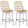 Miniatyrbillede 10 af 10: Rootz Sæt med 2 Boho Barstole - Bordskamler - Rottefletstole - Åndbar komfort - Robust stålstel - 45 x 53,5 x 105 cm