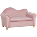 Miniatyrbillede 1 af 6: Rootz børnesofa - To-personers til børn - 3-5 år - Opbevaringsplads - Ramme af naturligt træ - Pink - 84 x 41,5 x 48,5 cm