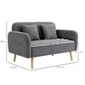Miniatyrbillede 3 af 7: Rootz Dobbeltsofa - Polstring med hynder - Kompakt design - To-personers - Justerbar højde på fodstøtterne - Fløjlsagtig polyester - Gummitræ - Skum -
