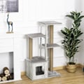 Miniatyrbillede 2 af 11: Rootz Cat Tree Kradsestolpe - Grå - Konstrueret træ, jute, plys - 26,38 cm x 15,16 cm x 44,88 cm