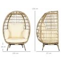 Miniatyrbillede 3 af 5: Rootz Rattan Look kurvestol - Bløde sædehynder - Aluminiumsstel - Khaki + Beige - 105 x 97 x 150 cm
