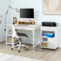Miniatyrbillede 3 af 7: Rootz multifunktionelt printerbord - Kontoropbevaringsskab - Sidebord - Sofabord - Alsidig brug - Låsbare hjul - Holdbart PB-materiale - 50 cm x 75 cm