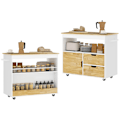 Pikkukuva 1 / 11: Rootz -rullattava keittiövaunu - Mobile Kitchen Island - Keittiön kärry - runsaasti säilytystilaa ja helppoa liikkuvuutta - 107cm x 50 cm x 85cm