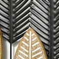 Miniatyrbillede 5 af 7: Rootz 3D vægmalerier - Sæt med 2 moderne vægdekoration - Metal vægdekoration - Badeværelse - Stue - Soveværelse - Spisestue - Guld + Sort - 40L x 46H