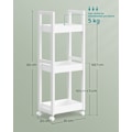 Miniatyrbild 6 av 7: Rootz White Storage Cart - Rullvagn - Utility Cart - MDF och bambu - Lätt - Rymlig - Enkel montering - 20cm x 30cm x 80cm