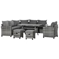 Miniatyrbillede 7 af 7: Rootz Luxury Poly Rattan Havemøbelsæt - Havemøbler - Havesæt - Loungesæt - Loungemøbler med sidebord - Sædehynde - Grå - 136W x 65D x 71H cm