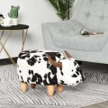 Miniatyrbillede 1 af 11: Rootz Hocker - Puf - Ko - Til børn - Opbevaringsplads - Sort - Hvid - Stof - Gummitræ - 62 x 35 x 36 cm