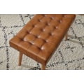 Miniatyrbild 3 av 7: Rootz pall 67x47x39 cm mango massivt trä - äkta läder Chesterfield design - Läder pall brun - Sido pall pall utan ryggstöd Country fotpall