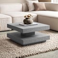 Miniatyrbillede 2 af 6: Rootz Square sofabord - Moderne centerbord - Matt Concrete Design - Rigelig opbevaring - 60 cm x 60 cm x 34 cm