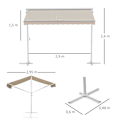 Miniatyrbillede 3 af 6: Rootz Markise - Standmarkise - Havefortelt - Foldearmshåndsving - Beige - 3x3m