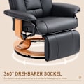 Miniatyrbillede 6 af 10: Rootz hvilestol - tv-lænestol - lænestol - kompakt størrelse - 135° tilbagelænet - 360° roterende base - imiteret læder - 78cm x 88cm x 103cm