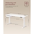 Miniatyrbillede 6 af 8: Rootz elektrisk stående skrivebord - Justerbart bord - Sit Stand-skrivebord - Spånplader og stål - 70cm x 160cm x (72-120)cm - Cloud White-Golden Oak