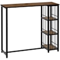 Miniatyrbillede 1 af 6: Rootz Barbord - Køkkenbord - Industrielt design - 3 hylder - Spånplade - Stål - Sort + Brun - 120 x 40 x 105 cm